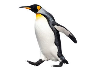Seated Emperor Penguin in Profile with Head Tilted Upward, Black and White Plumage, Transparent Background