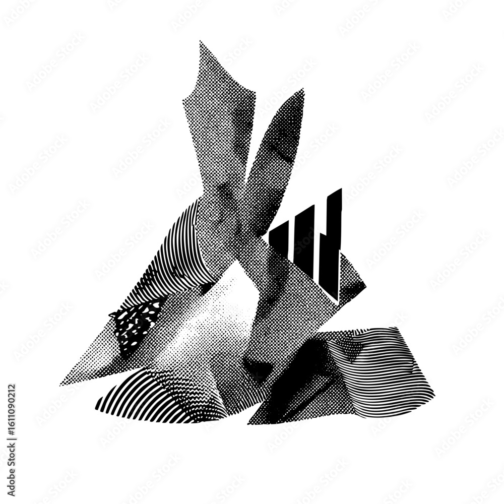 Aufkleber vector abstract rabbit with geometric shapes and halftone .