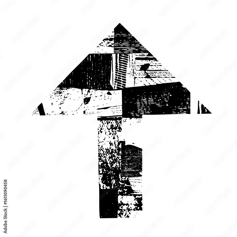 Poster vector abstract upward arrow with textured blocks.