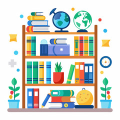 vector illustration of a bookshelf