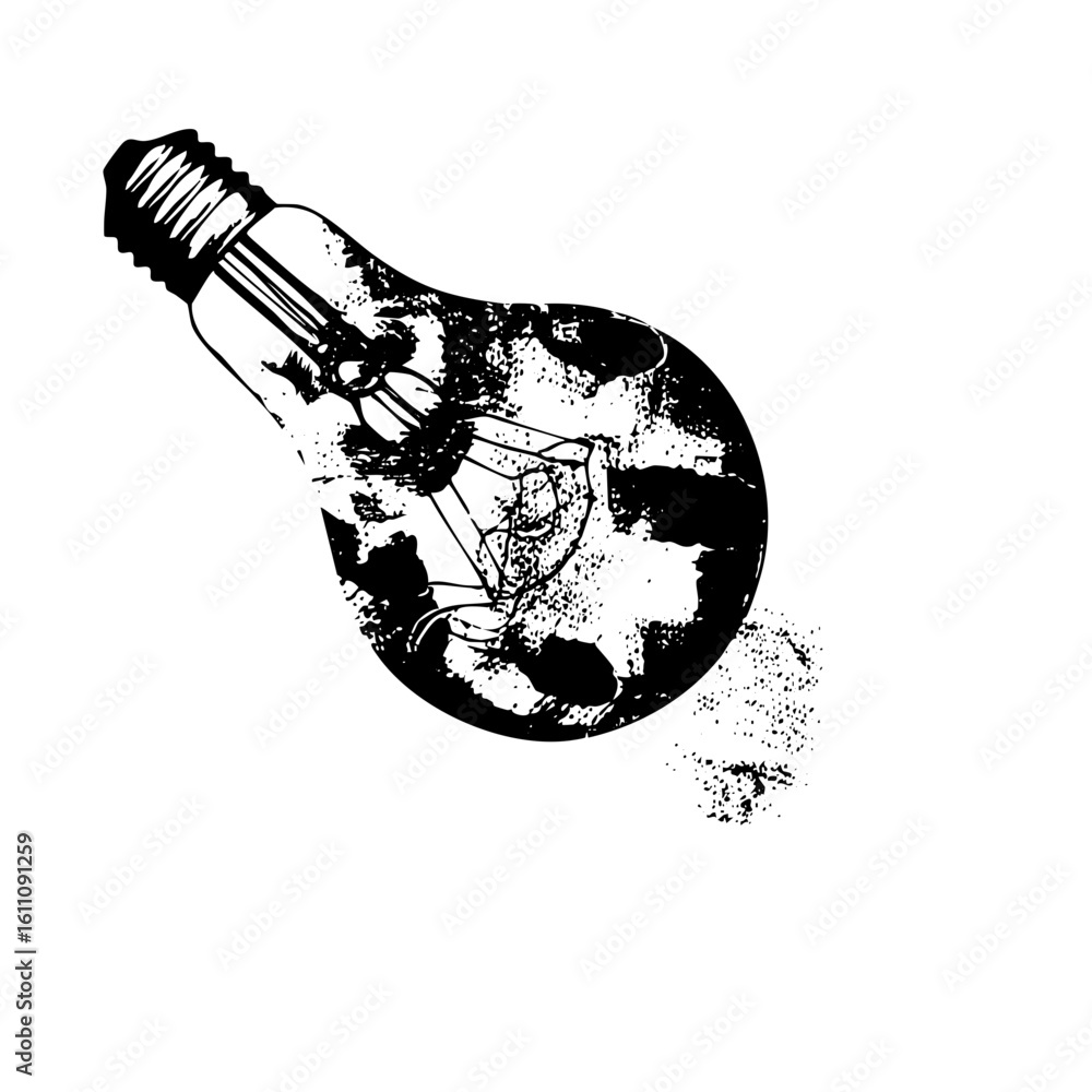 Poster vector illuminated globe within a lightbulb