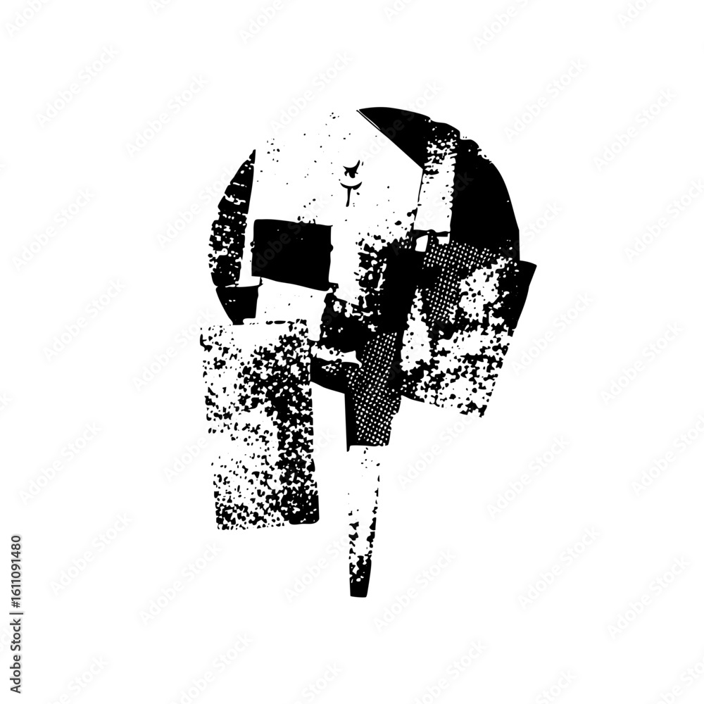 Poster vector abstract helmet with distressed texture.