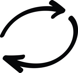 Looped backward arrow in sketch form. Ideal for return, undo, or bounce-back actions.  Each arrow has a bold, curved design, suggesting motion or repetition.