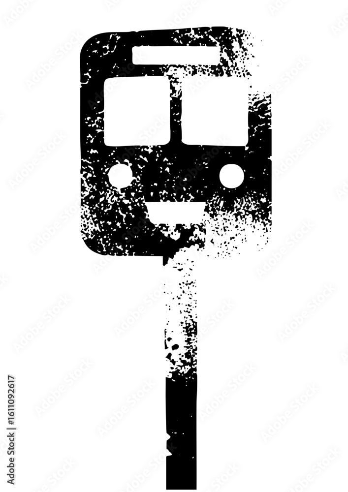 Poster vector abstract robotic face with distressed texture.