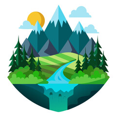 Obraz premium vector illustration of a mountain landscape