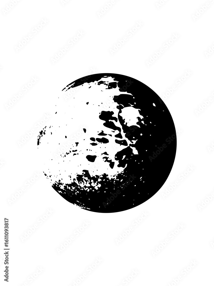Poster vector abstract moon with textured surface.