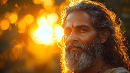 Serene environmentalist in harmony with nature