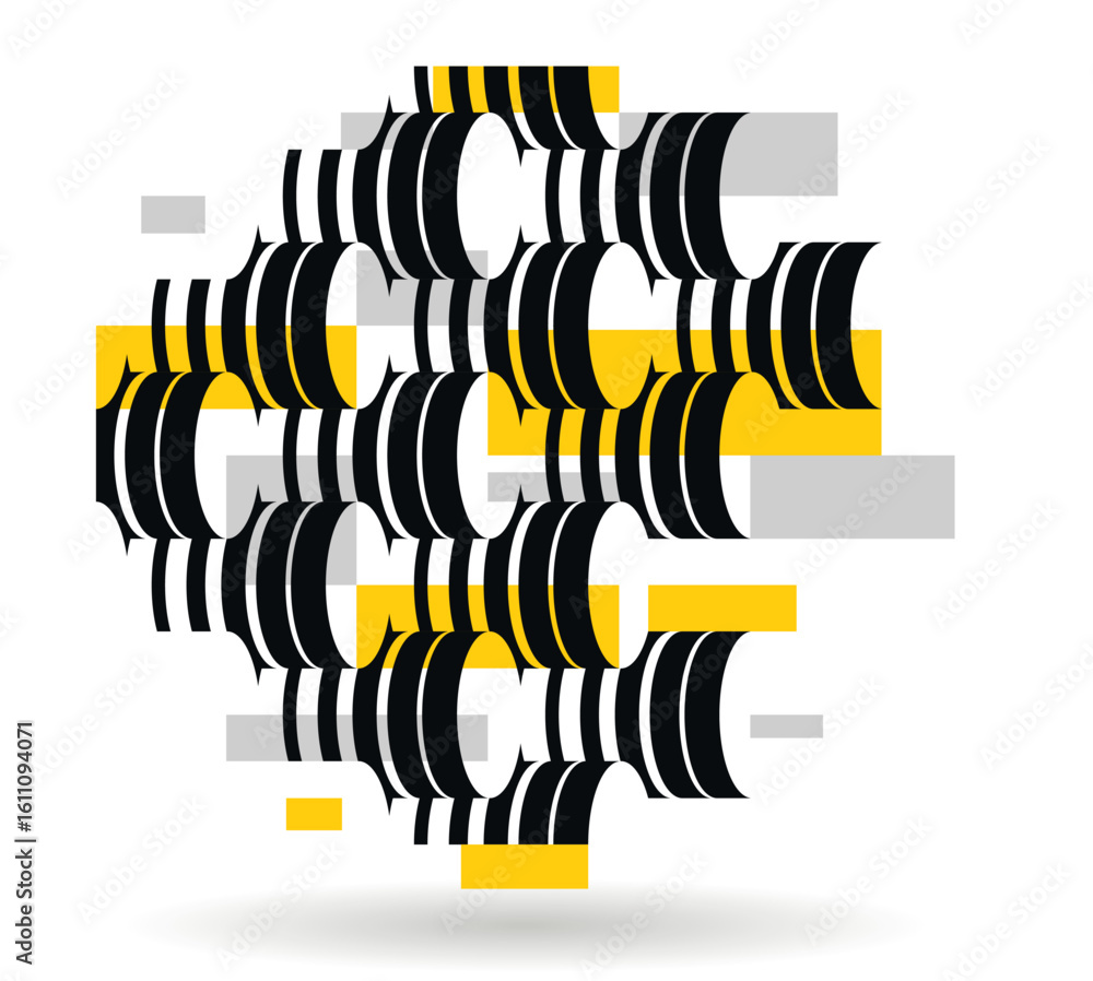 Poster cylinders pattern vector abstract 3d isometric background, geometric wallpaper with rhythmic structu