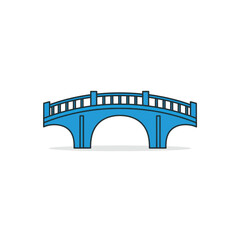 Blue Bridge Icon: Simple Architectural Design
