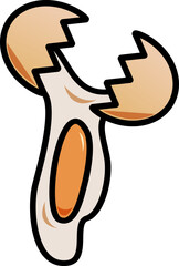 Cracked egg with yolk dripping in vector illustration
