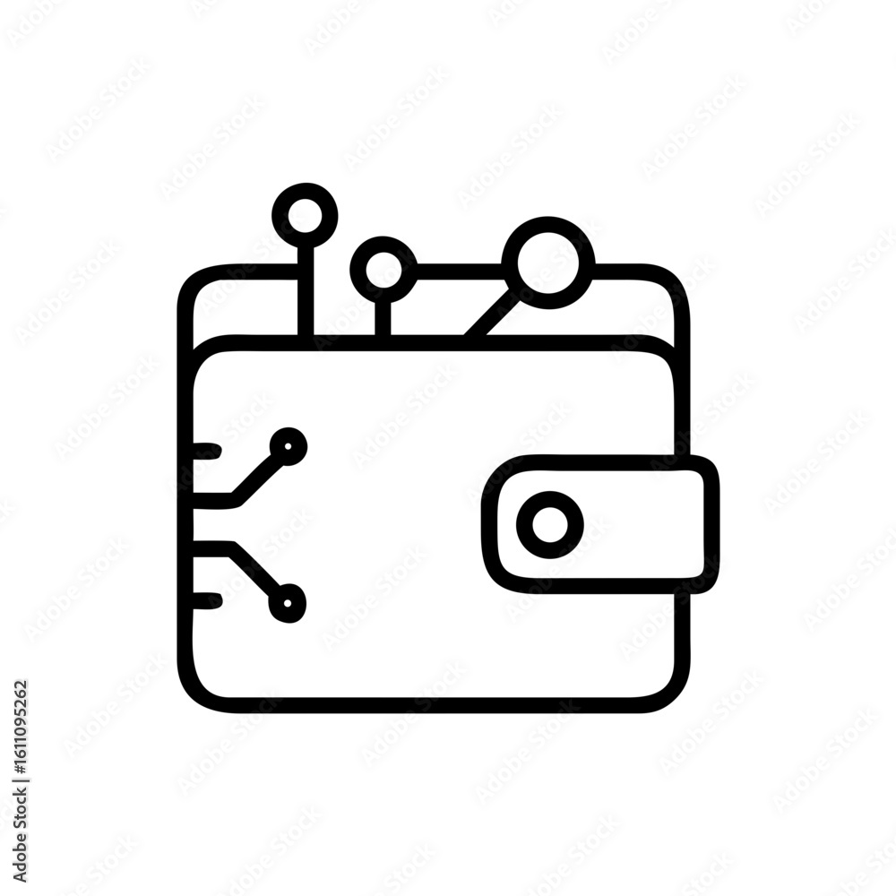 Poster crypto wallet icon representing digital currency management and blockchain technology
