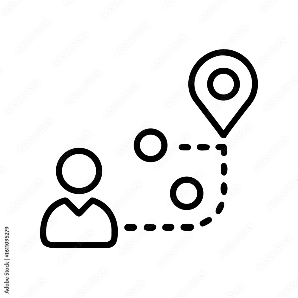 Aufkleber customer journey path icon illustrating consumer experience and interaction points