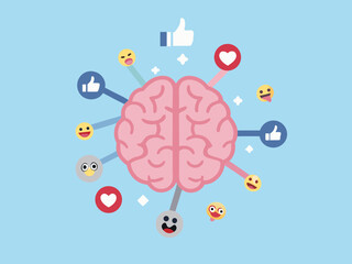 Social Media Influence on the Brain and Mental Health Concept Illustration
