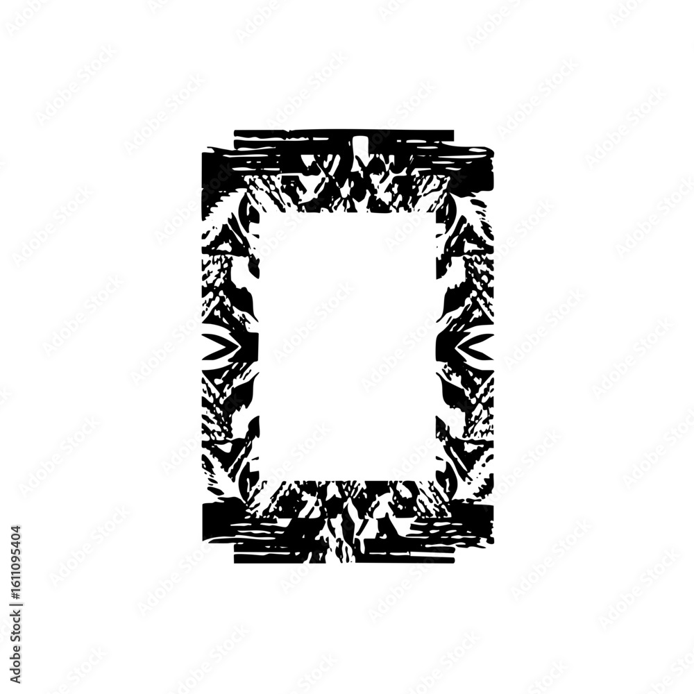 Poster vector abstract floral frame with rough edges creates a unique border.