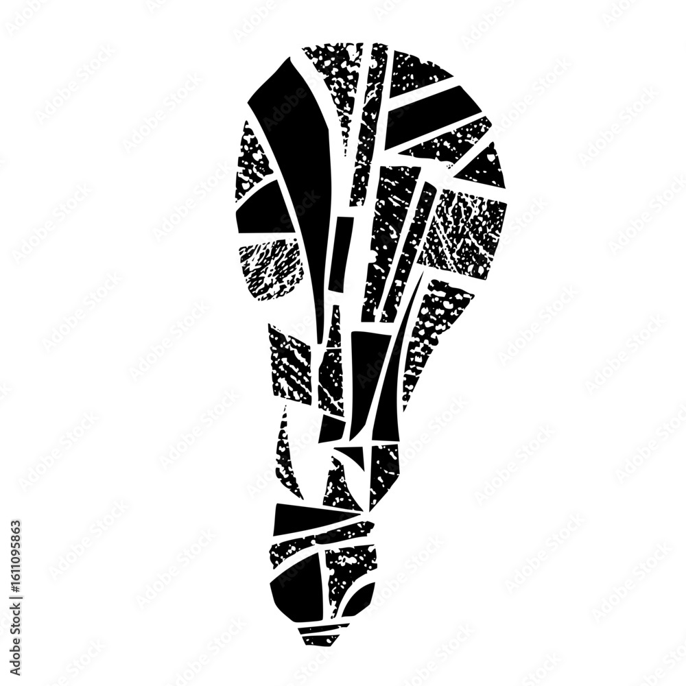 Poster vector abstract lightbulb composed of fragmented shapes.