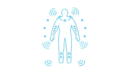 Obraz premium Test subject icon with tracking sensors, silhouette concept