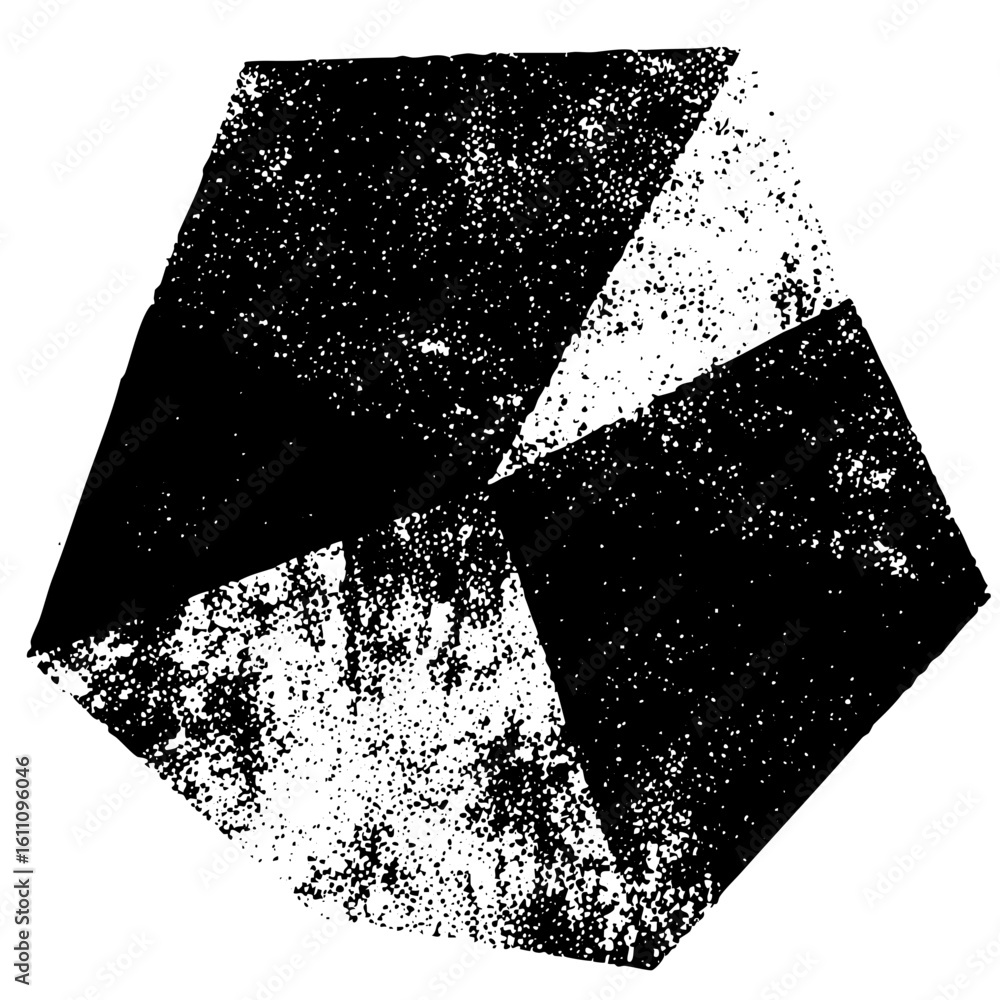 Poster vector geometric hexagon with fragmented shapes.