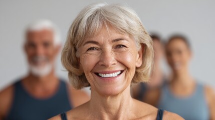 Joyful seniors laughing together in group activity indoor setting