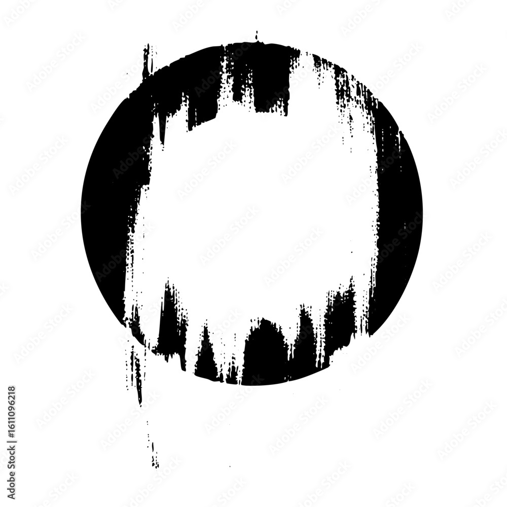 Poster vector distressed circular frame with textured edges.
