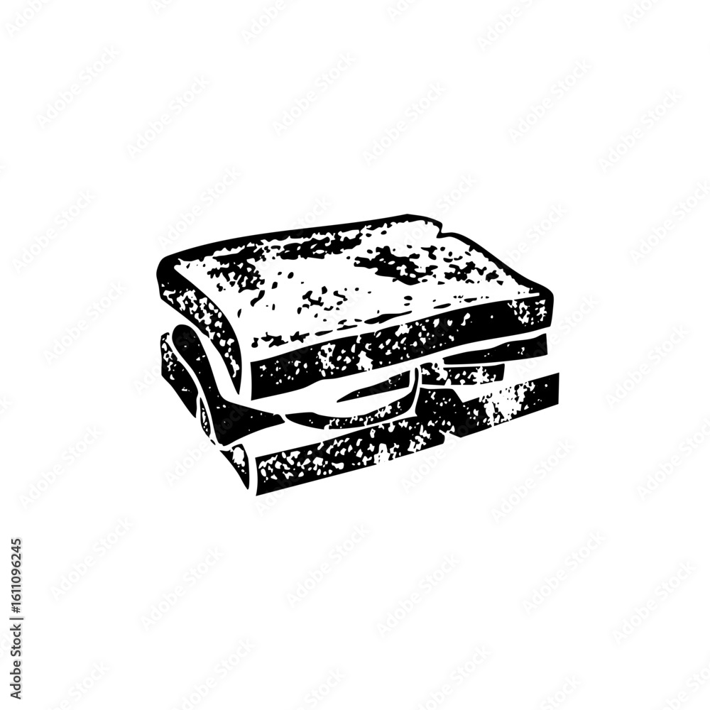 Aufkleber vector simple of a stacked sandwich with visible filling.