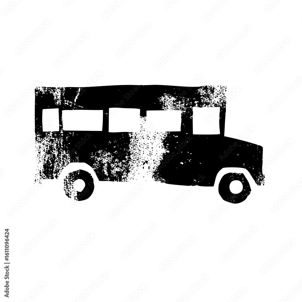 Poster vector monochrome vehicle depicts a simple bus .