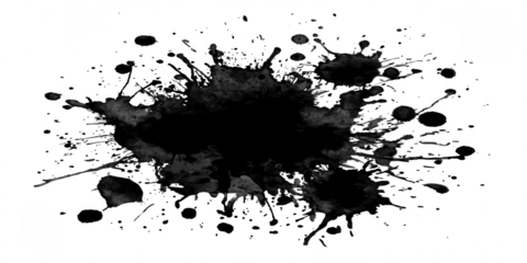 A black ink splash isolated on transparent background