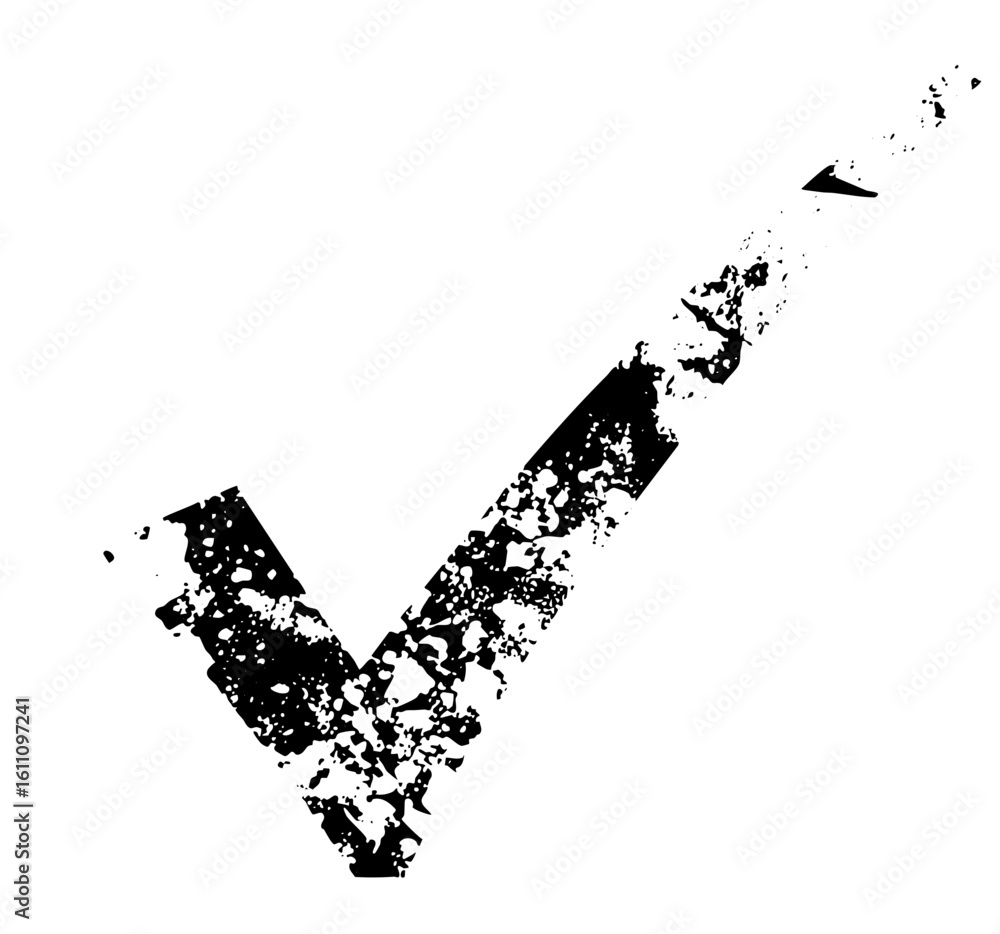 Aufkleber vector distressed checkmark displays approval and completion.