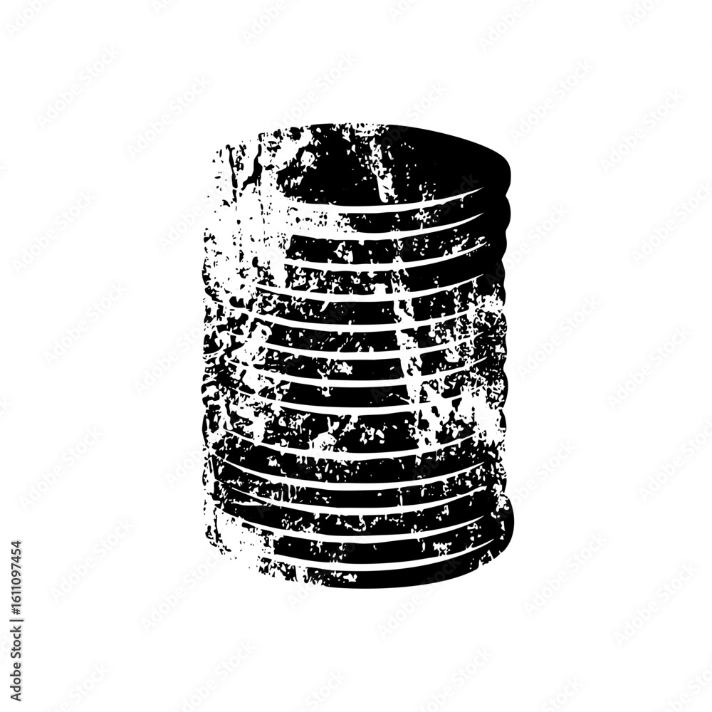 Poster vector abstract stacked cylinder with distressed texture.
