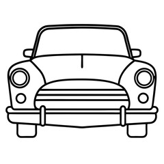 Classic Car Outline — Front View Sketch 
