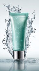 cosmetic tube in water splash
