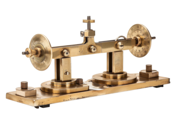 A brass measuring tool on transparent background