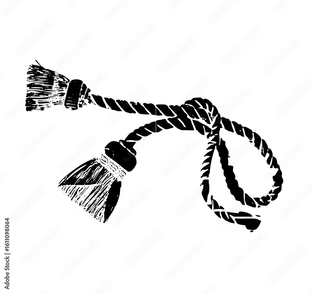 Poster vector intricate cord with tassels and knotted .