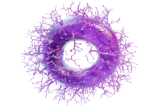 Purple donut shape on transparent background