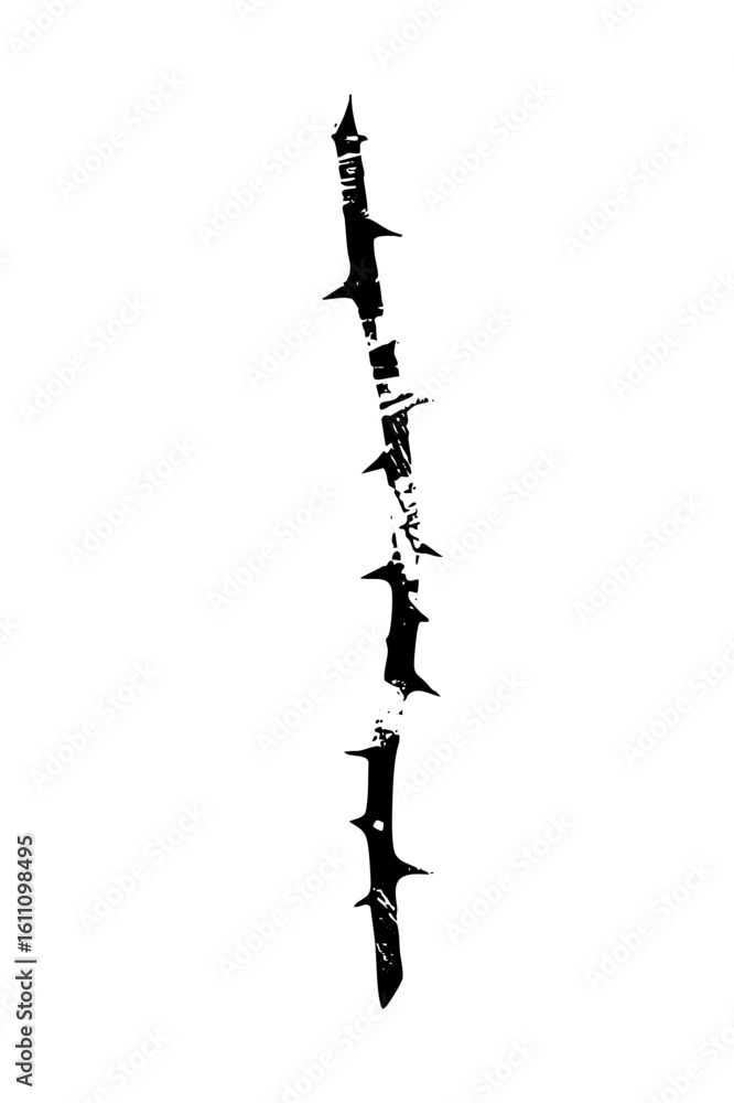 Poster vector stylized thorned vine with sharp jagged edges.