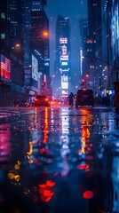 Urban Reflections Rainy Night