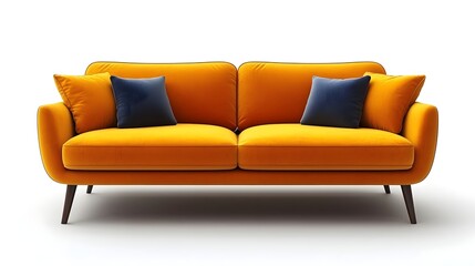 Vibrant modern minimalist sofa on isolated white background