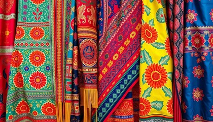 Vibrant textiles and traditional garments from ASEAN nations,  apparel,  ikat