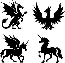 Fototapeta premium dragon, phoenix, tattoo, design vector bundle