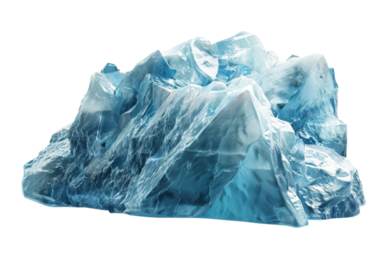 A chunk of blue ice on transparent background