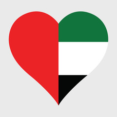United Arab Emirates flag heart shape icon digital vector illustration. National flag of United Arab Emirates. Love flag icon.