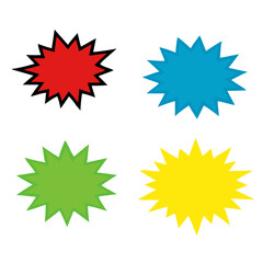 Starburst speech bubbles set, star sticker vector, Bursting icon, Explosion vector , isolated on white background