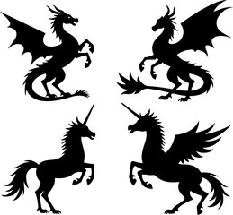 dragon, phoenix, tattoo, design vector bundle