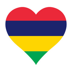 Mauritius flag heart shaped icon digital vector illustration. National flag of Mauritius. Love flag icon.