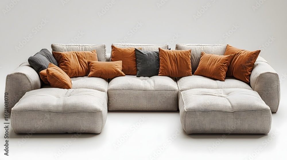 Poster modular sofa system with clean lines on a white background