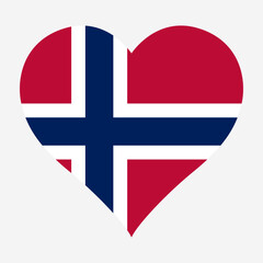 Obraz premium Norway heart shaped flag icon digital vector illustration. National flag of Norway. Love flag icon.