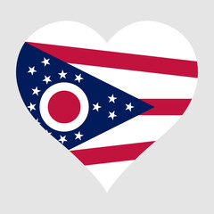 Ohio heart shaped flag icon digital vector illustration. Flag of Ohio. Love flag icon.