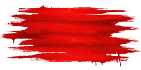 Bold red paint brush stroke isolated on transparent background