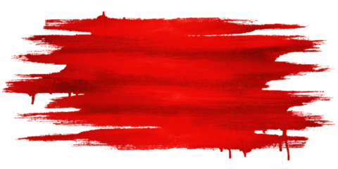 Bold red paint brush stroke isolated on transparent background