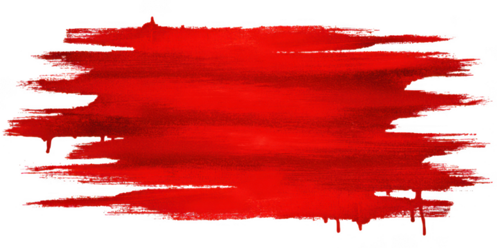 Bold red paint brush stroke isolated on transparent background - Powered by Adobe