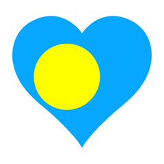 Palau heart shaped flag icon digital vector illustration. National flag of Palau. Love flag icon.